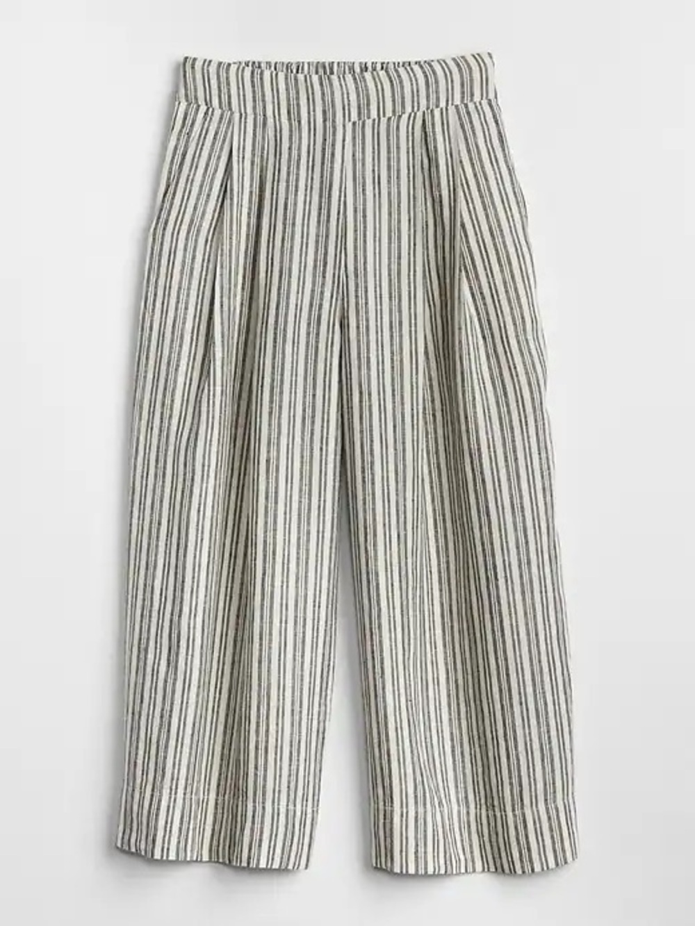 GAP Women’s size 14 High Rise white Gray Stripe Crop Wide Leg Linen Pants